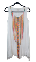 Chico&#39;s 1.5(10) Petite Embroidered-Trim Sundress Dress High Low Hem  - £23.97 GBP