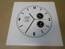 Route 66 Double Gauge Wall Clock Official Licensed Metal Frame White - $16.03
