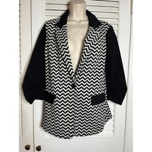 Karen Kane New Wave Chevron Blazer M NWT retail $198 Black white knit ru... - $19.40