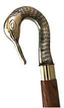 Hand Made Walking Stick Cane Solid Brass Swan Bird Head Handle Crook Handle - £23.98 GBP