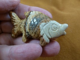 (Y-FIS-TR-563) Tan jasper tropical FISH gemstone carving stone fishes aquarium - £11.02 GBP