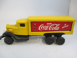 Coca-Cola Cast Iron Delivery Truck Yellow Vintage Original Drink Coca-Cola - £16.31 GBP