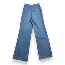 Vtg Blue Poly Cotton Twill Boot Cut Flare High Rise Pants Student 22 Slim 27x30 - £28.88 GBP