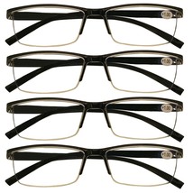4 Packs Mens Rectangle Half Frame Reading Glasses Blue Light Blocking Readers  - £10.19 GBP
