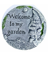 Cement Gnome Stepping Stone for Garden Patio Walkway &quot;Welcome to My Garden&quot; - £12.93 GBP