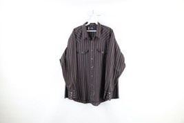 Vintage 90s Wrangler Mens 2XL Distressed Striped Western Pearl Snap Button Shirt - £31.54 GBP