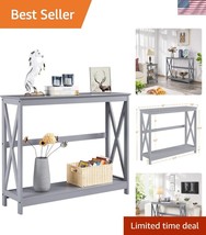 Minimalist 2-Tier Console Table: Grey Entryway Furniture with Storage Shelf - $94.49