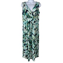 Christopher Banks Palm Print Maxi Dress Womens Size Medium Faux Wrap Sle... - £14.12 GBP