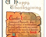 William Bradford Proclamation Happy Thanksgiving Embossed 1912 DB Postca... - $6.20