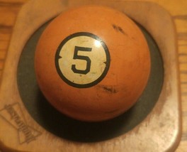 Vintage Clay #5 Pool Billards Ball Orange Antique Classic - £23.53 GBP