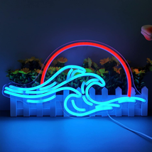 Sunset Wave Neon Signs for Wall Decor - Dimmable LED Bedroom Sign for Weddings, - £28.16 GBP