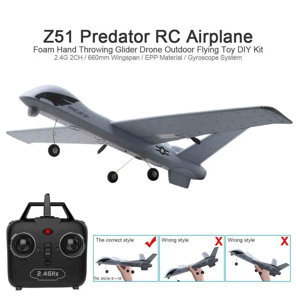 Z51 RC Airplane Plane with LED 20 Minutes Fligt Time Gliders 2.4G Flying Model - £38.06 GBP+