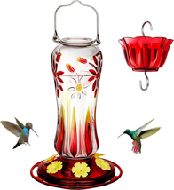 Hummingbird Feeder for Outdoors Hanging, 25 Ounces, Glass Humming Bird Nectar Fe - £26.39 GBP