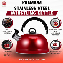 Whistling Best Stovetop Tea Kettle Red Full Handle Free Shipping - £63.13 GBP