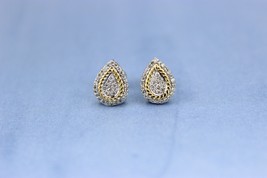 Diamond Earrings for Women, Pear Shaped  Stud Earrings, Natural Diamonds, 10k So - £355.92 GBP