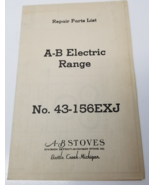 A-B Stoves 43-156EXJ Repair Parts List Schematic Diagram 1950 Detroit - $18.95