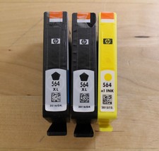 Genuine HP 564XL Ink Cartridges Lot of 3 Black and Yellow OEM  OPEN BOX - $9.89