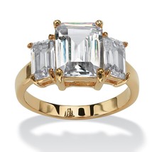 Triple Birthstone Crystal Diamond 18K Gold Gp January Ring Size 5 6 7 8 9 10 - $79.99