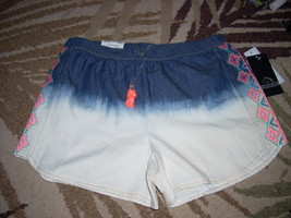 girls shorts Jordache size XL 14-16 nwt white blue denim embroidered sides - £16.03 GBP