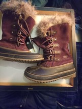 Sorel Joan of Arctic Shearing BURGUNDY Winter Snow Boots Womens Size 4 Express S - £110.20 GBP