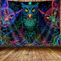 Psychedelic Owl Tapestry, Trippy Forest Line Art Tapestry Wall Hanging for Bedro - £23.31 GBP