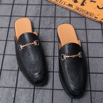  Skin Pattern Men Half Dress Shoes Indoor PU Leather Slippers Plus Size 37-45 Ca - £49.52 GBP