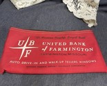 Vintage Bank Cash Bag United Bank Of Farmington 10x5.5” Money Cash Deposit - £11.67 GBP