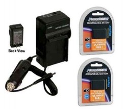 2 Batteries + Charger BLS-1 BLS-01 PS-BLS1 for Olympus E-400  E-410 E-420 E-450 - £26.74 GBP