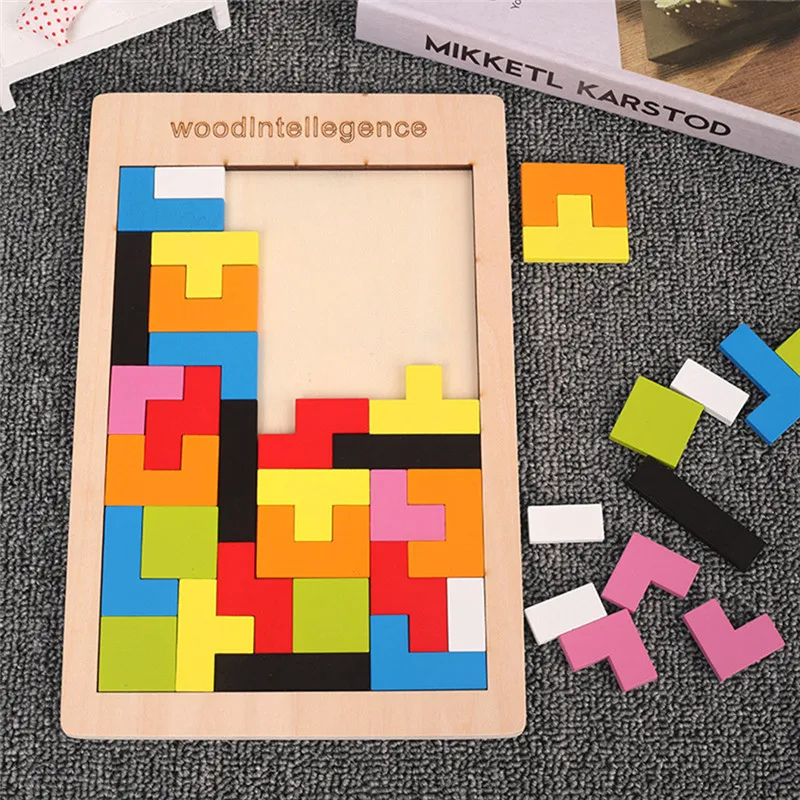 3D Puzzle Wooden Tangram Baby Toys Colorful Tetris Game Pre-school Children - £9.27 GBP+