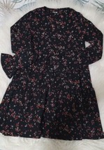 F &amp; F Girls Red Long Sleeve Dress Floral Textured Print Sz 10  - $470.22 MXN