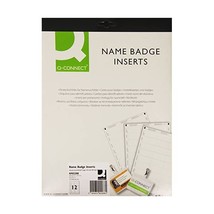 Q-Connect KF02288 Name Badge Inserts 40x75mm 25 Sheets) x 12 Inserts  - £29.38 GBP