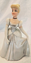 Disney Cinderella Ceramic Porcelain 6” Figurine Silver Blue Dress Ball Gown - $21.77