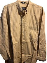 Burberrys Of London Men’s Xl Beige Tan Striped Y2K Cotton Button Down Ls Shirt - £63.29 GBP