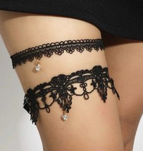 2 Black lace garter - Dress up adult play - fancy dress - £9.92 GBP