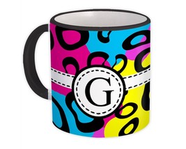 Monogram Letter G : Gift Mug Neon Leopard Initial ABC Alphabet Animal CG7829G - £12.70 GBP