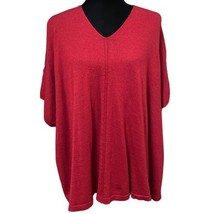 J Jill Bordeaux Cranberry Merino Wool Blend Poncho Sweater One Size - $31.99