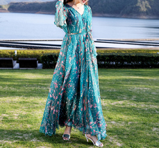 Summer Floral Chiffon Dress Women Custom Plus Size Loose Fitting Flower Dress image 8