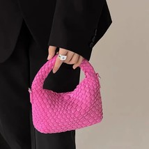 Fashion Leather Woven Mini Bucket Bag Designer Women Handbags  Soft Pu Leather   - £147.65 GBP