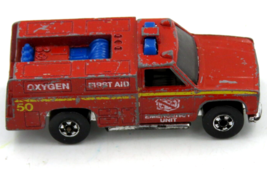 Vintage Hot Wheels 1974 Blackwall Fire Truck Red Emergency Unit #50 HK - $6.88