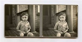 Young Boy on Porch Original Stereoview 1930&#39;s - $27.72