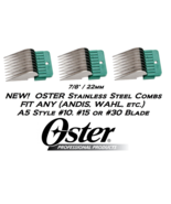 3 OSTER STAINLESS STEEL Blade GUIDE 7/8&quot; 22mm COMB*Fit A5,A6,Andis AGC C... - €10,40 EUR