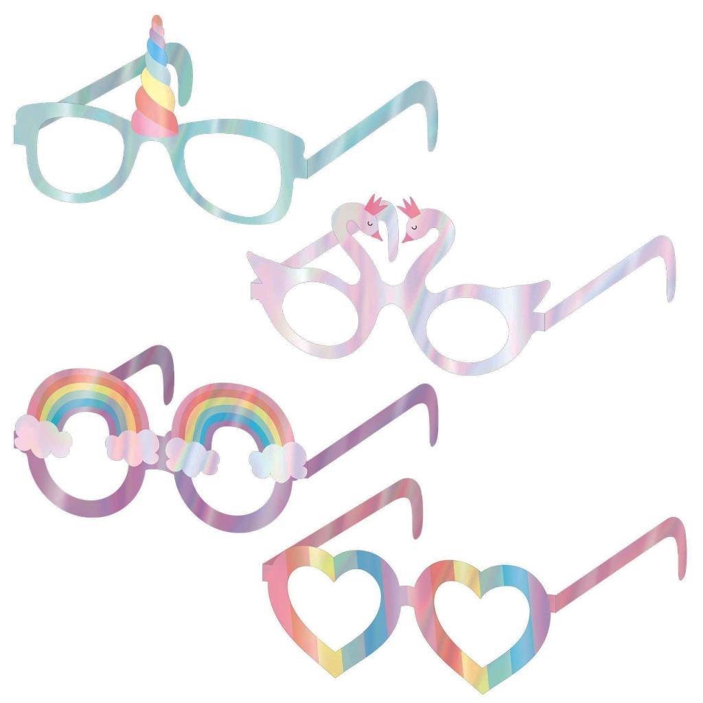 Primary image for Assorted Party Favor Foil Glasses Unicorn Swan Rainbow Birthday Supplies 8 CT