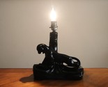 Vintage 1950&#39;s Black Panther Glossy Ceramic Lamp w/Planter Base Working MCM - $75.00