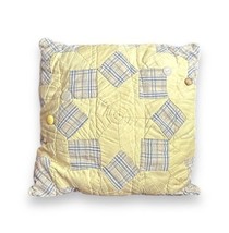 Vtg Upcycled Handmade Yellow 8pt Star Patchwork Quilt Throw Pillow Shabby 12” Sq - £15.08 GBP