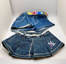 Build A Bear - Set of 2 - Jean Skirt &amp; Shorts with Belts - Hannah Montana - £7.89 GBP