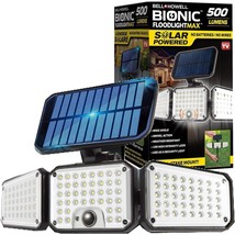 Bionic Flood Light 6-Watt 120-Degree Black Motion Activated LED Solar Powered - £32.57 GBP