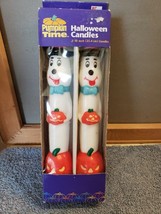 NIP Pair of 10&quot; Candles Halloween Ghosts Holding Jackolantern by Pumpkin Time FS - £13.22 GBP