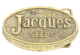 Jacques Seeds Brass Belt Buckle 1977 Limited Edition Farmers Feed the Wo... - $16.66