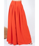 Large Hem Wide Leg Pleated Solid Pants - $44.00
