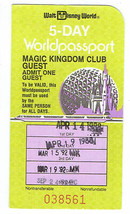 1992 Magic Kingdom Club Walt Disney World 5 day worldpassport Used Adult... - £34.09 GBP